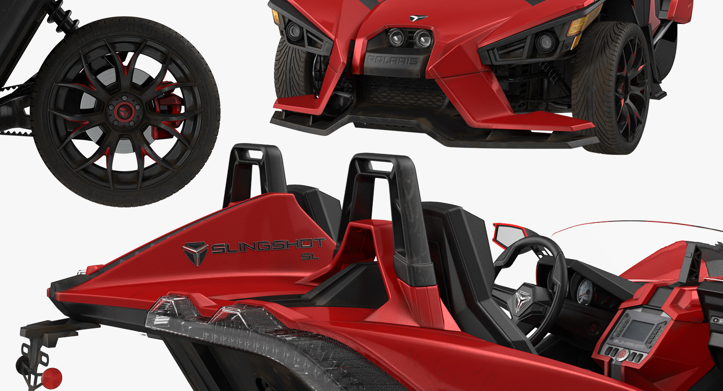 Polaris Slingshot Trike Red Rigged 2016 3D model