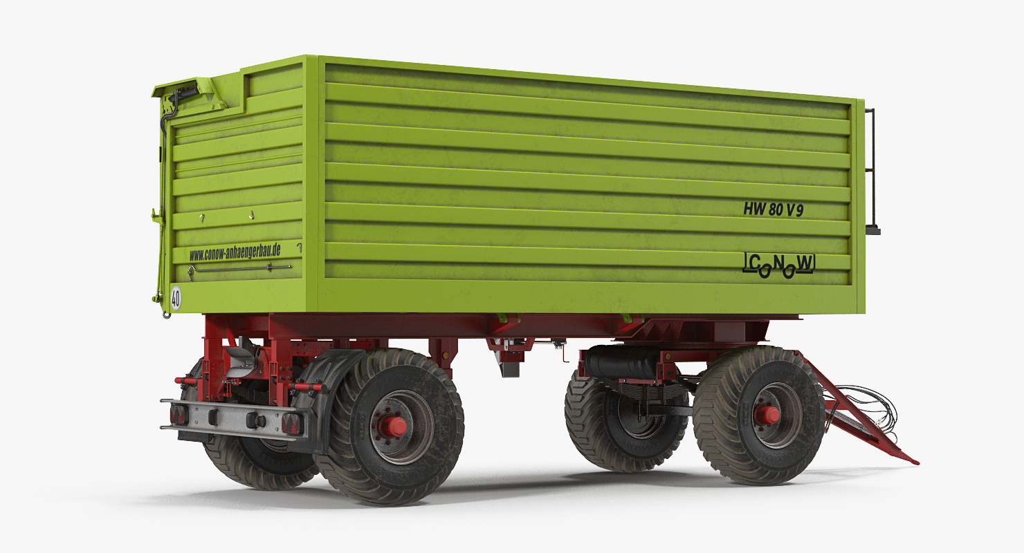 3D model Dump Trailer Conow HW-80 Dusty