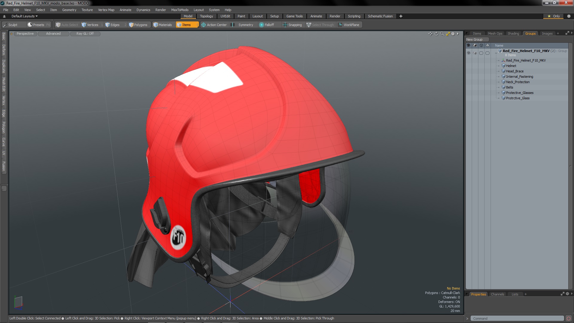 3D Red Fire Helmet F10 MKV model