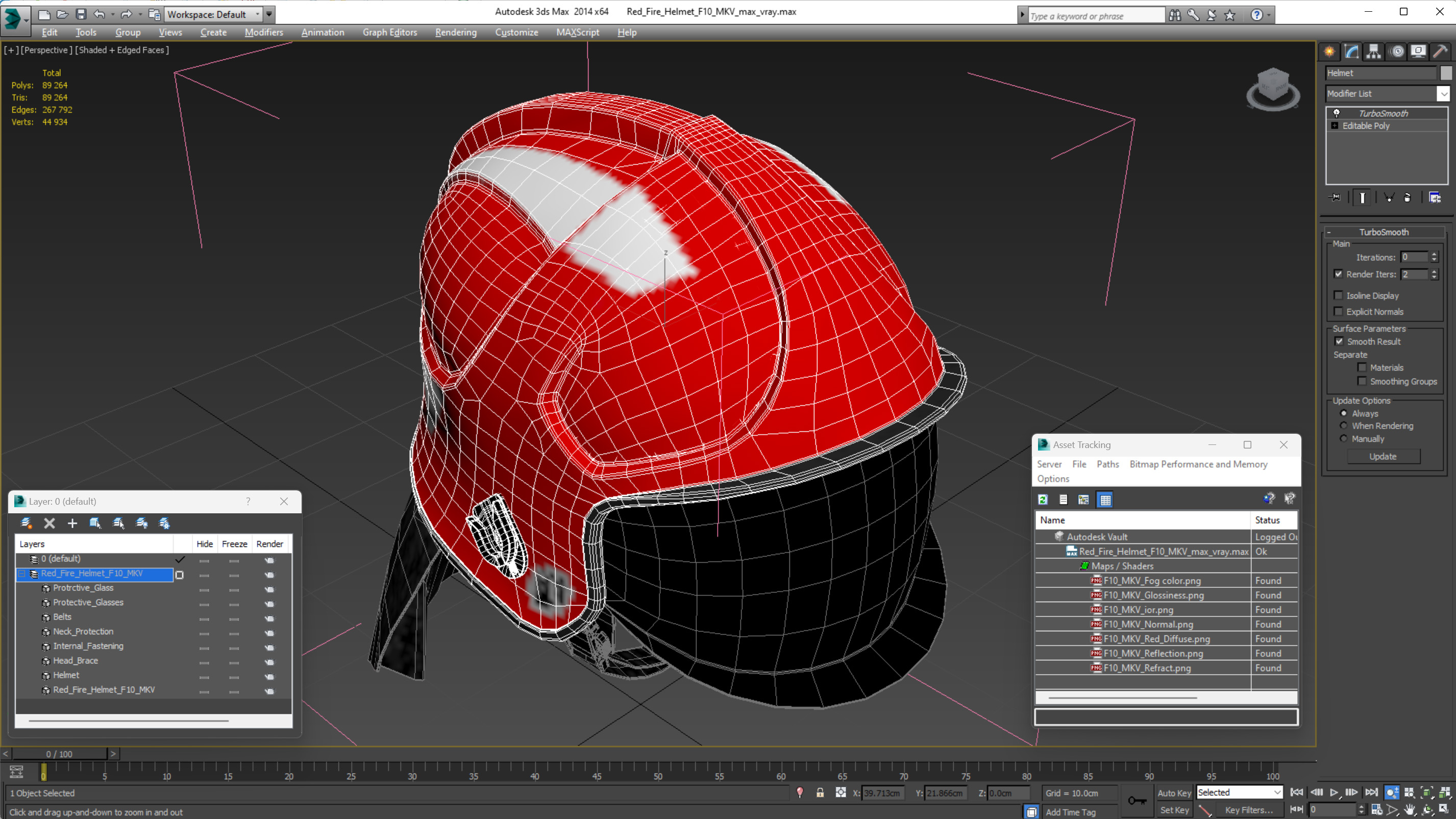 3D Red Fire Helmet F10 MKV model