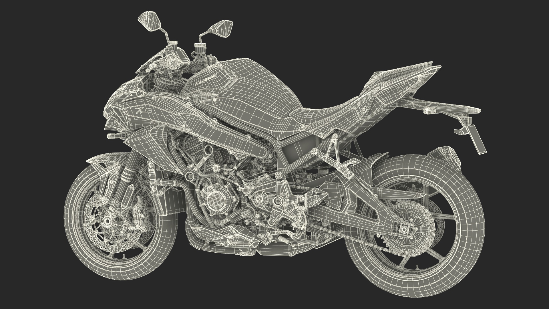 3D model Kawasaki Z H2 2023 Motorbike Rigged