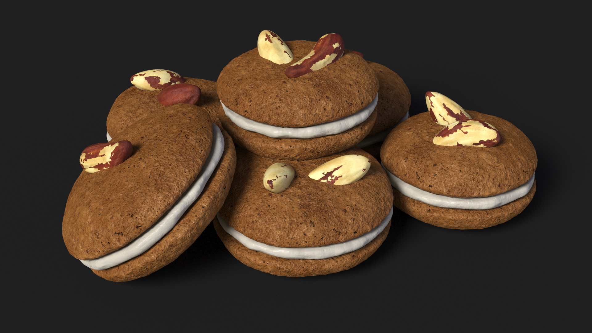 Sandwich Cookie with Brazil Nuts 3D