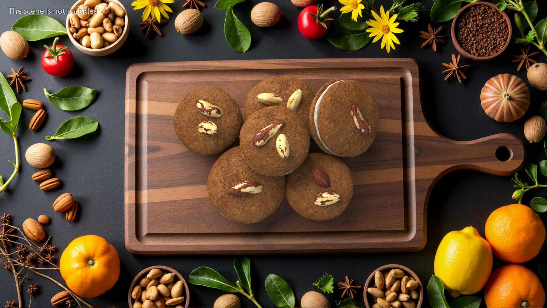 Sandwich Cookie with Brazil Nuts 3D