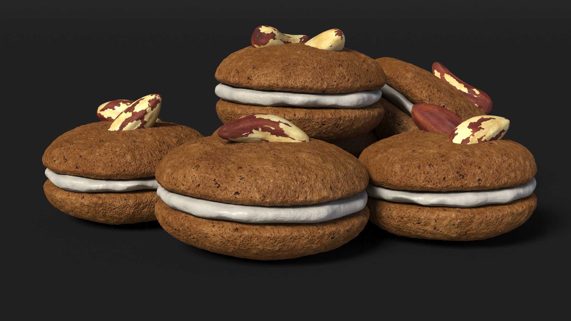 Sandwich Cookie with Brazil Nuts 3D