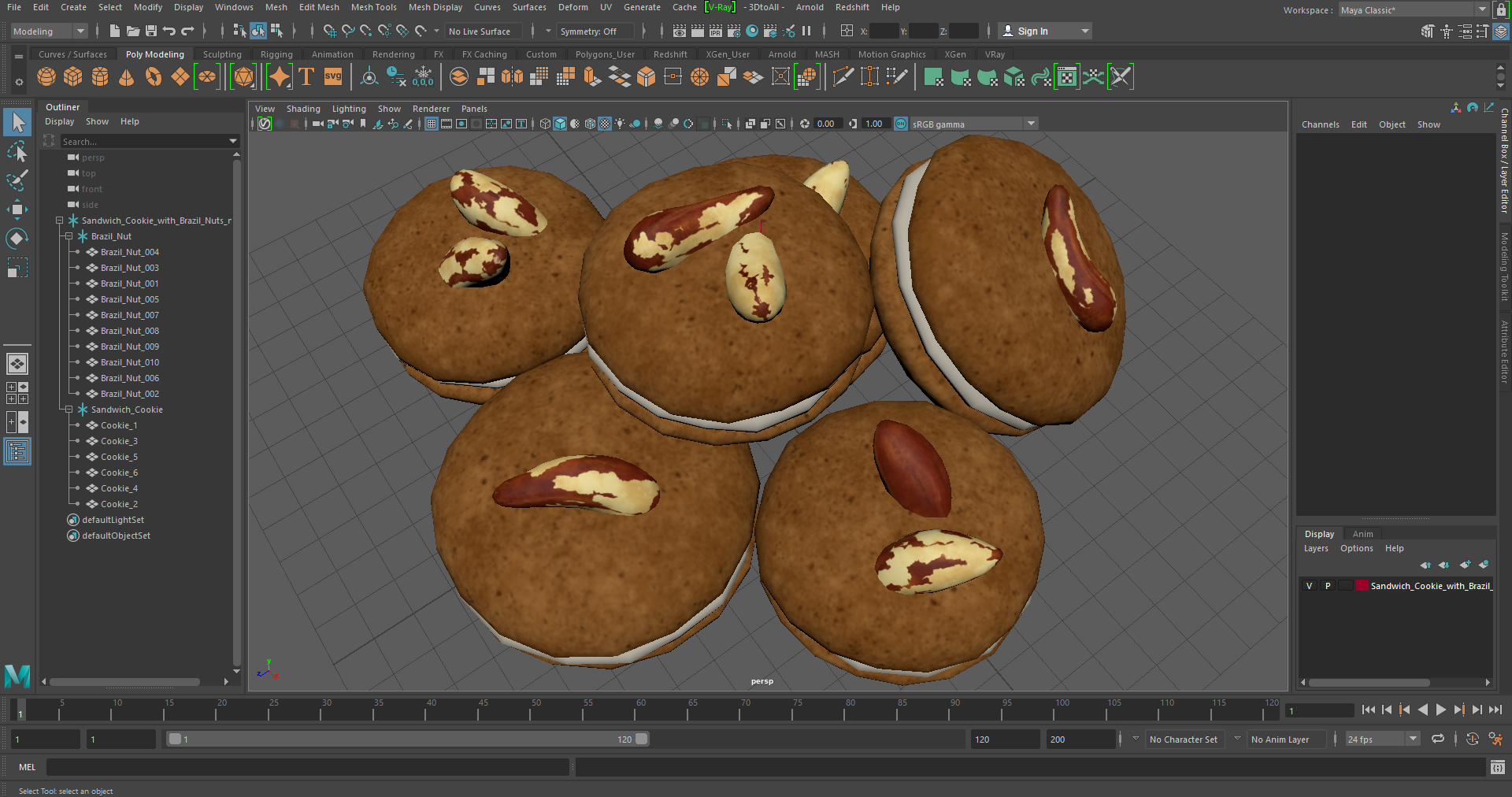 Sandwich Cookie with Brazil Nuts 3D