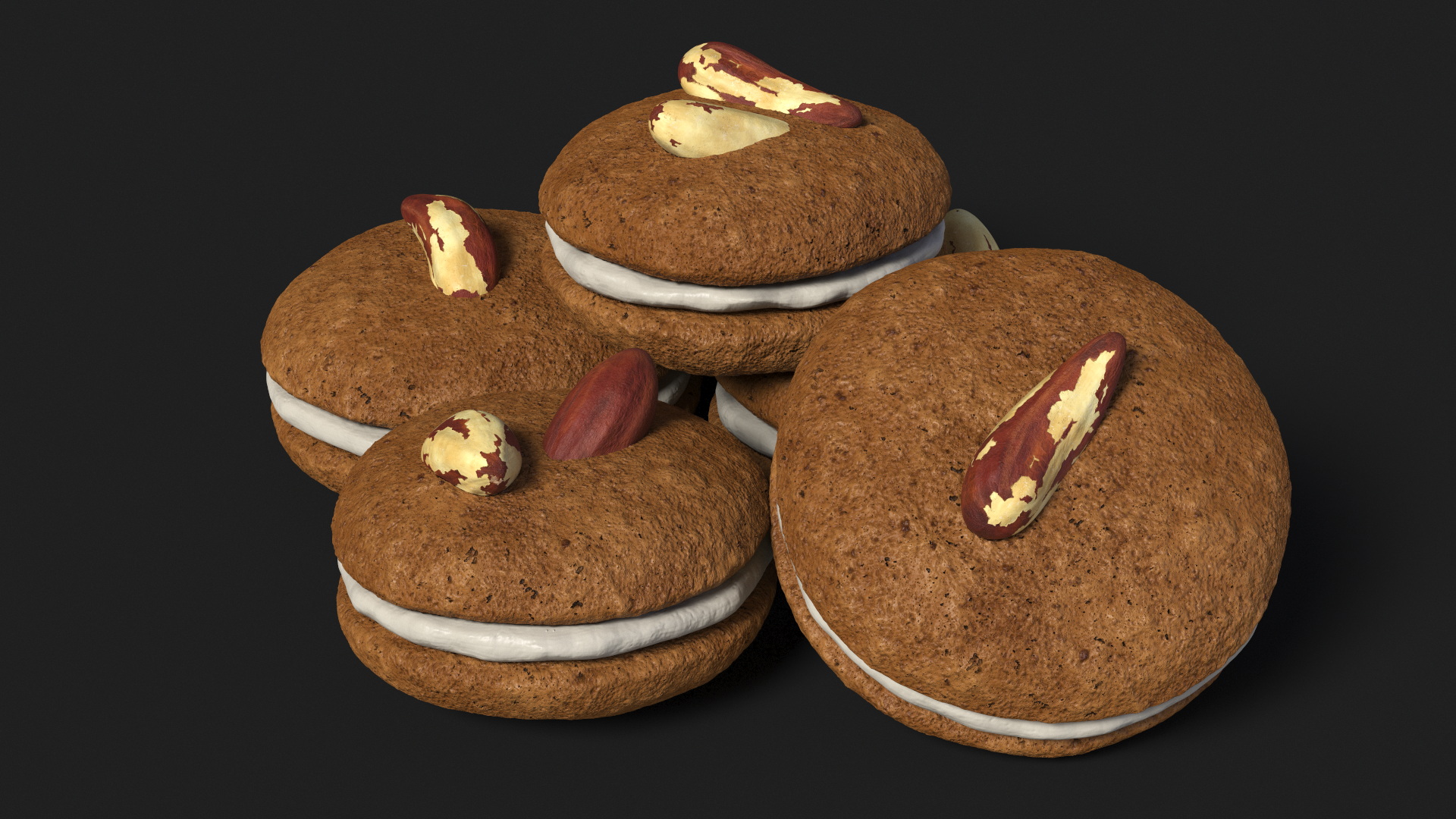 Sandwich Cookie with Brazil Nuts 3D