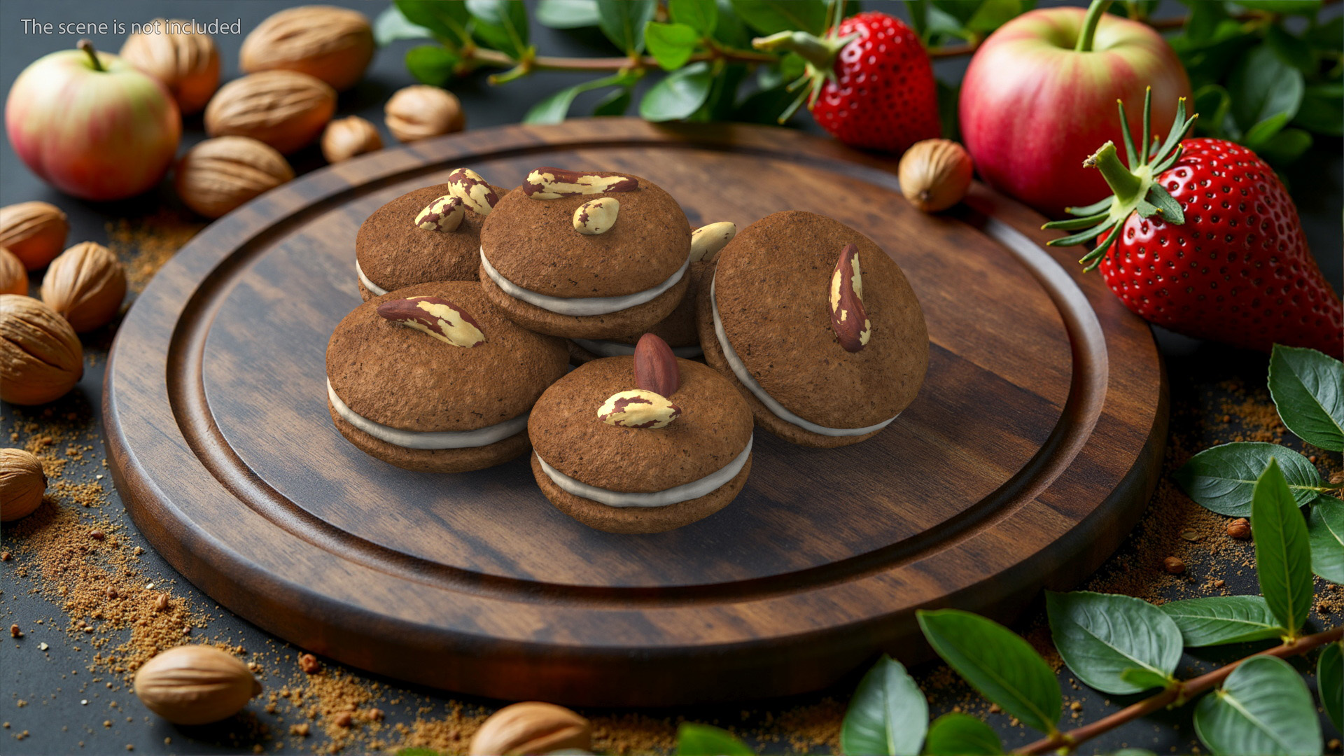 Sandwich Cookie with Brazil Nuts 3D