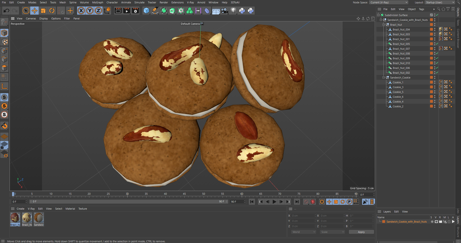 Sandwich Cookie with Brazil Nuts 3D