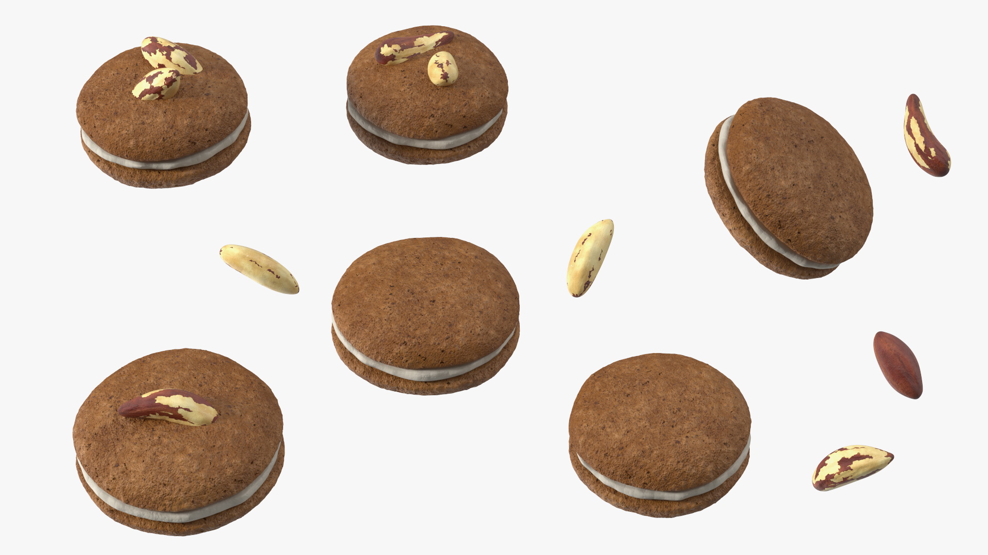 Sandwich Cookie with Brazil Nuts 3D