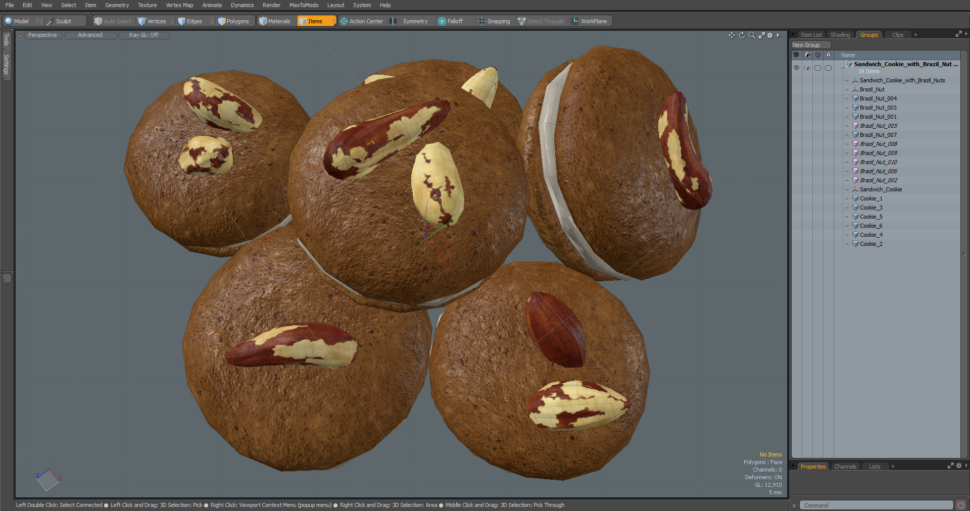 Sandwich Cookie with Brazil Nuts 3D