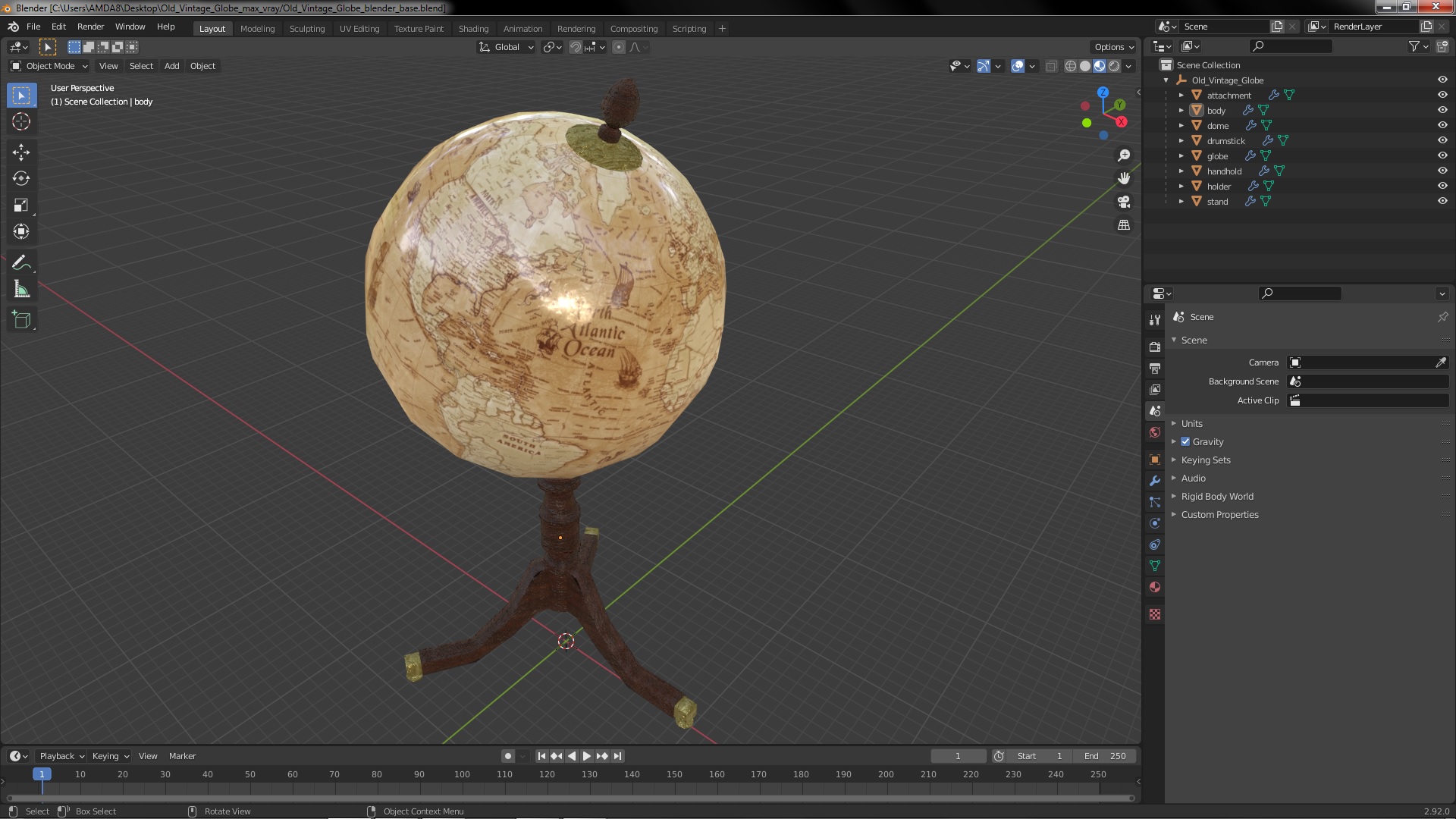 Old Vintage Globe 3D