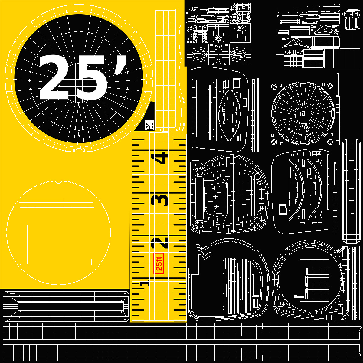 3D Tape Measure 25 ft model