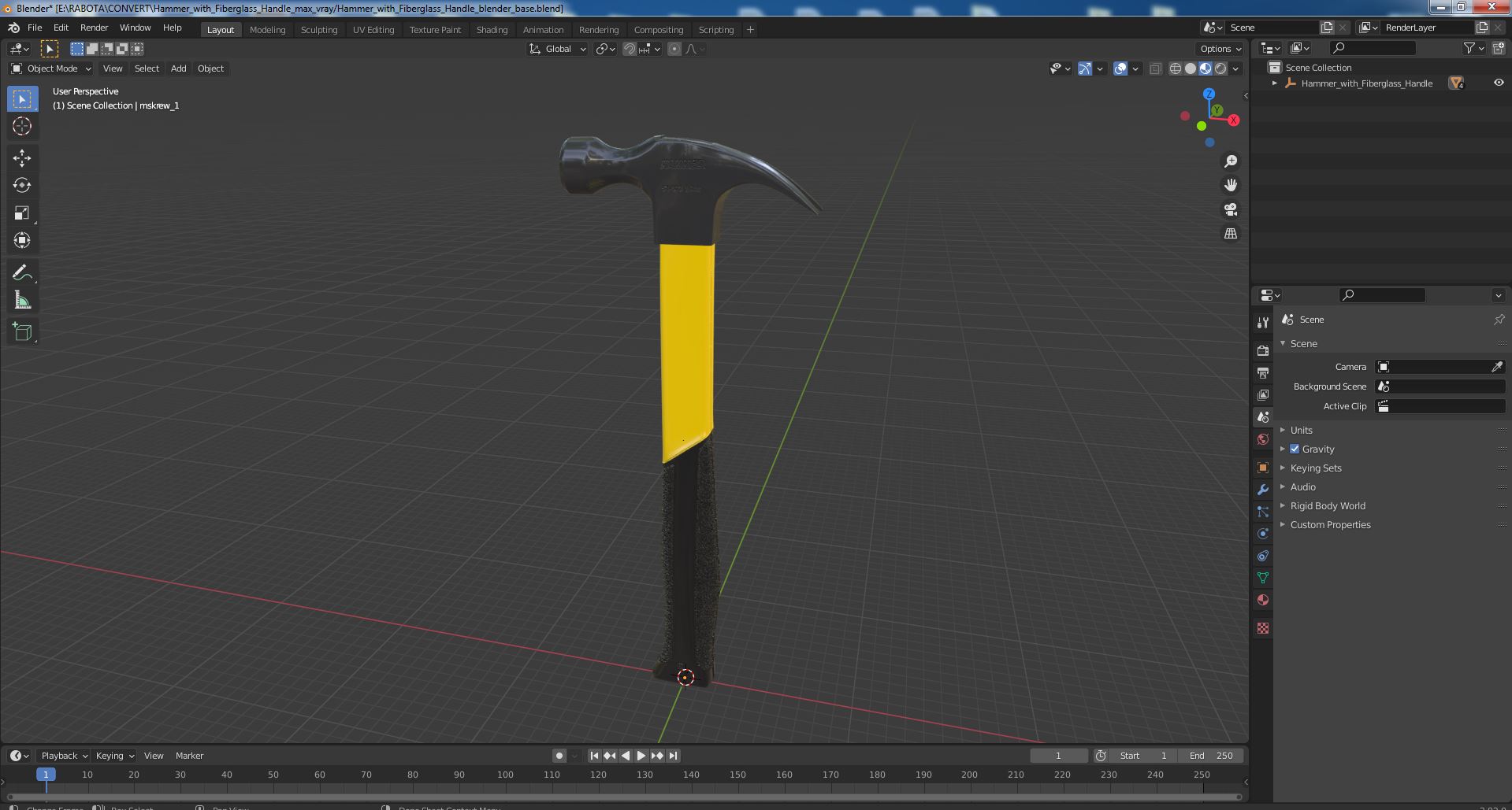 Hammer with Fiberglass Handle 3D model