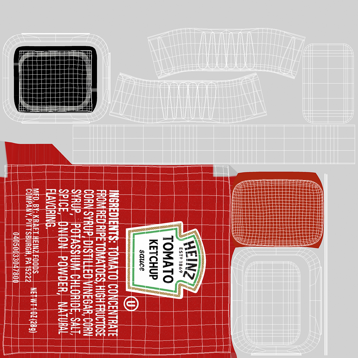 3D Tomato Ketchup Sauce Portion Cup Heinz model