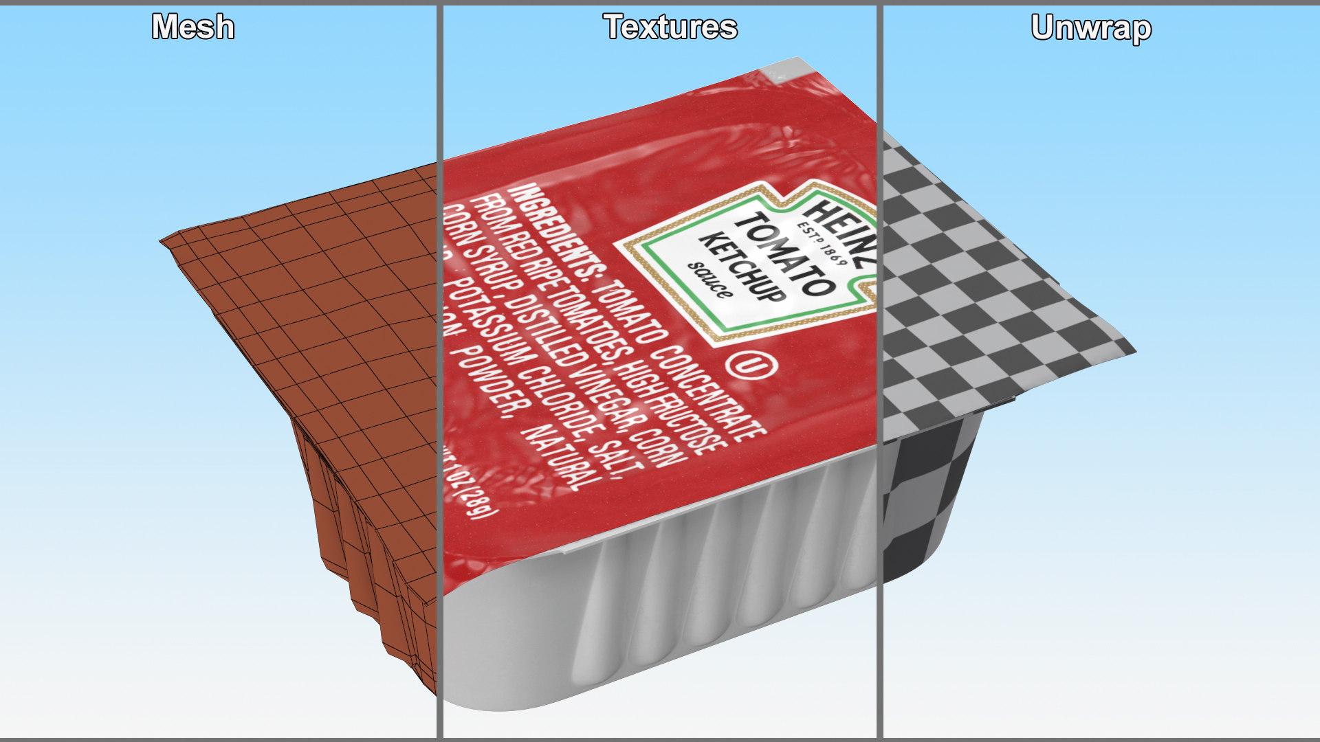 3D Tomato Ketchup Sauce Portion Cup Heinz model