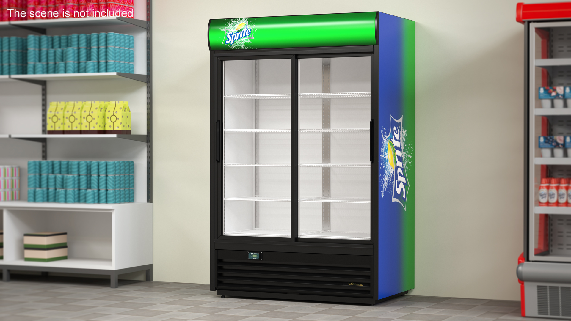 3D 2 Door Commercial Merchandiser Refrigerator model