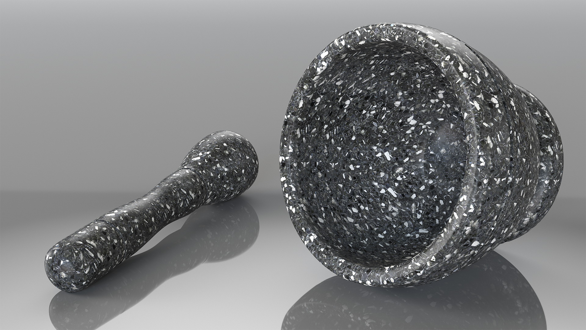 3D model Granite Mortar and Pestle