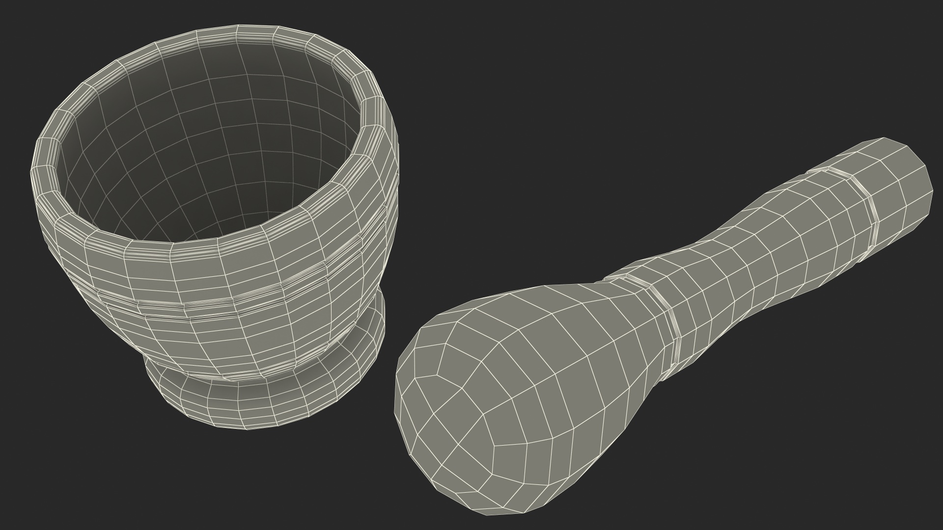 3D model Granite Mortar and Pestle