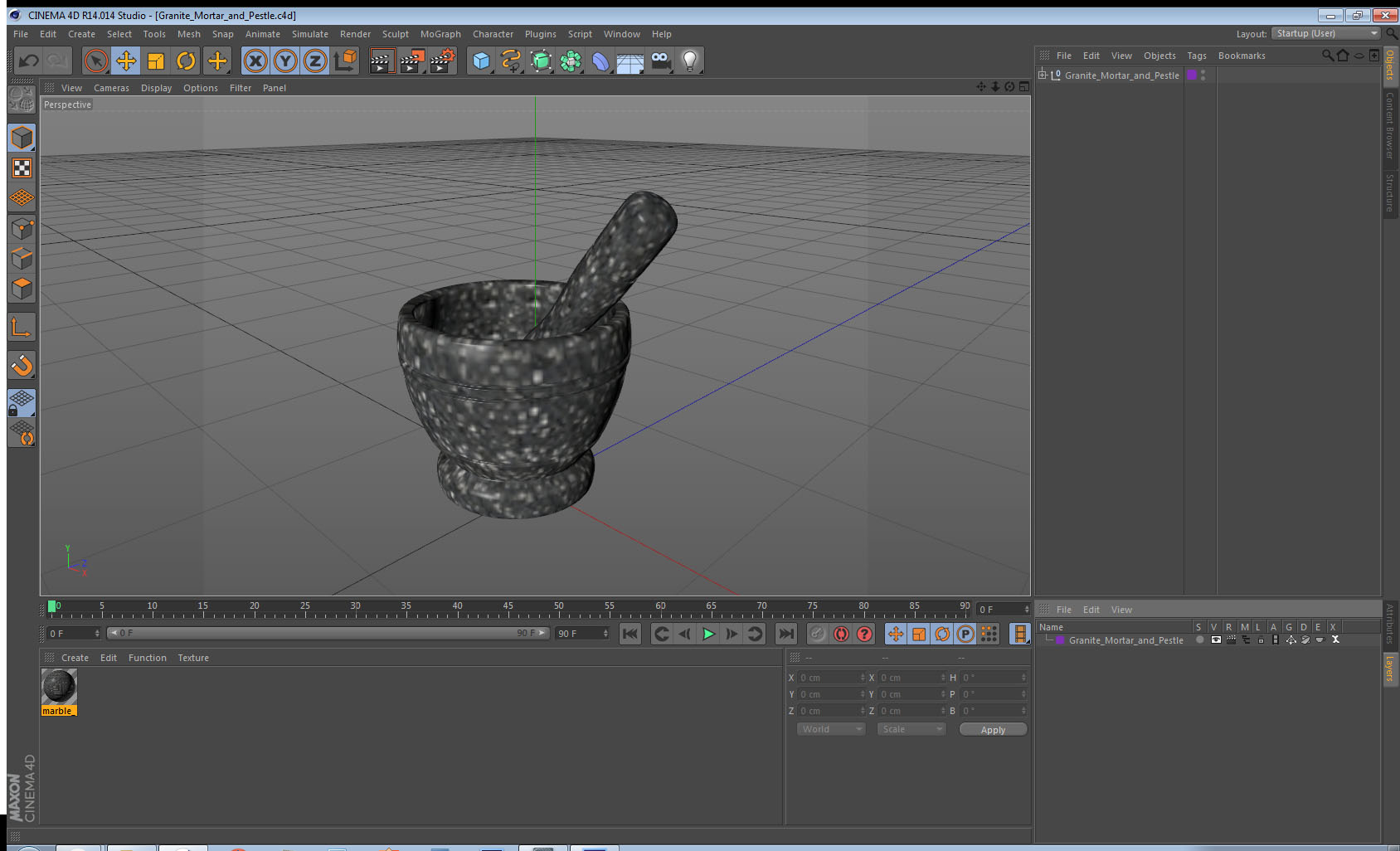 3D model Granite Mortar and Pestle