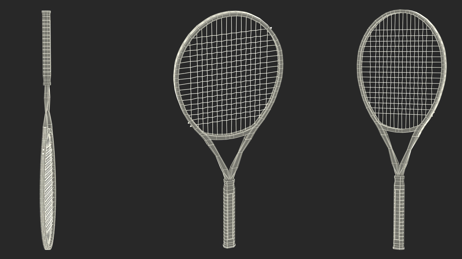 Tennis Racket with Blue Frame 3D model