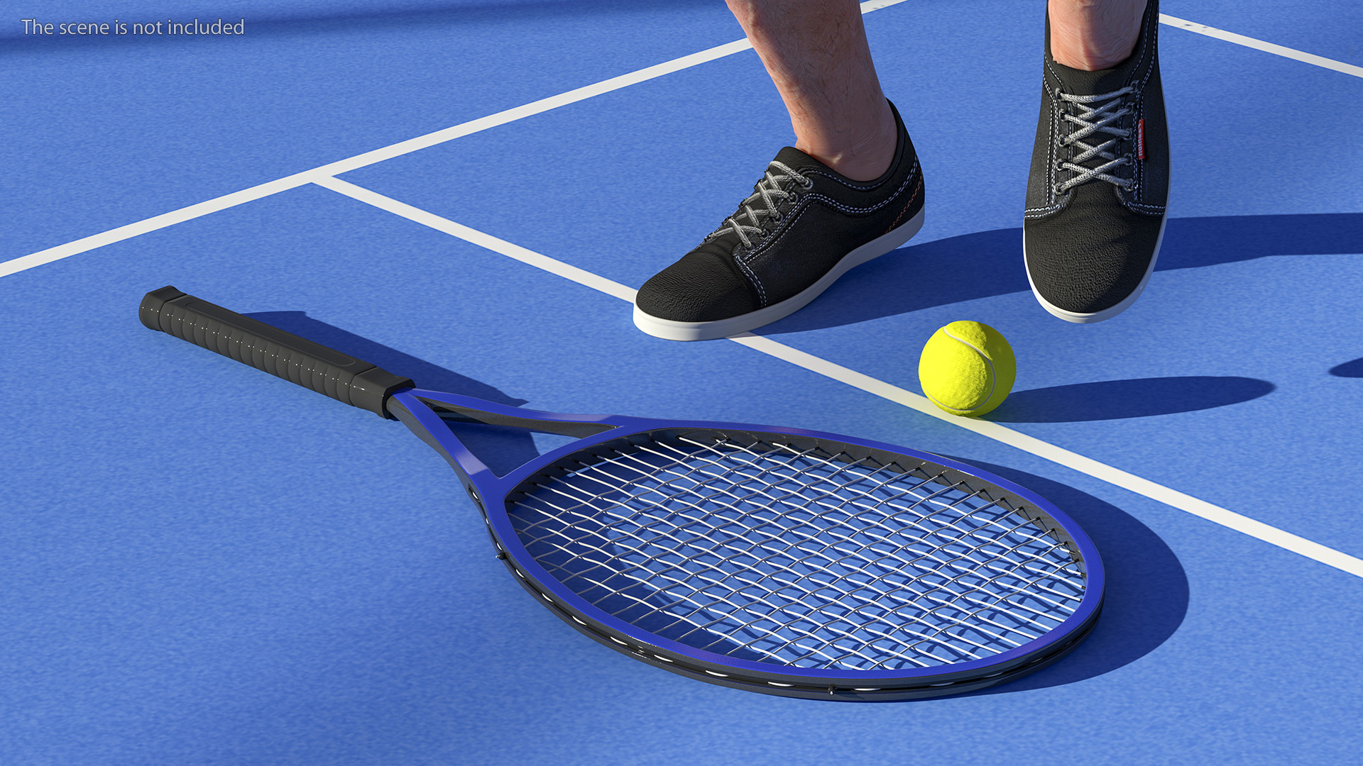 Tennis Racket with Blue Frame 3D model