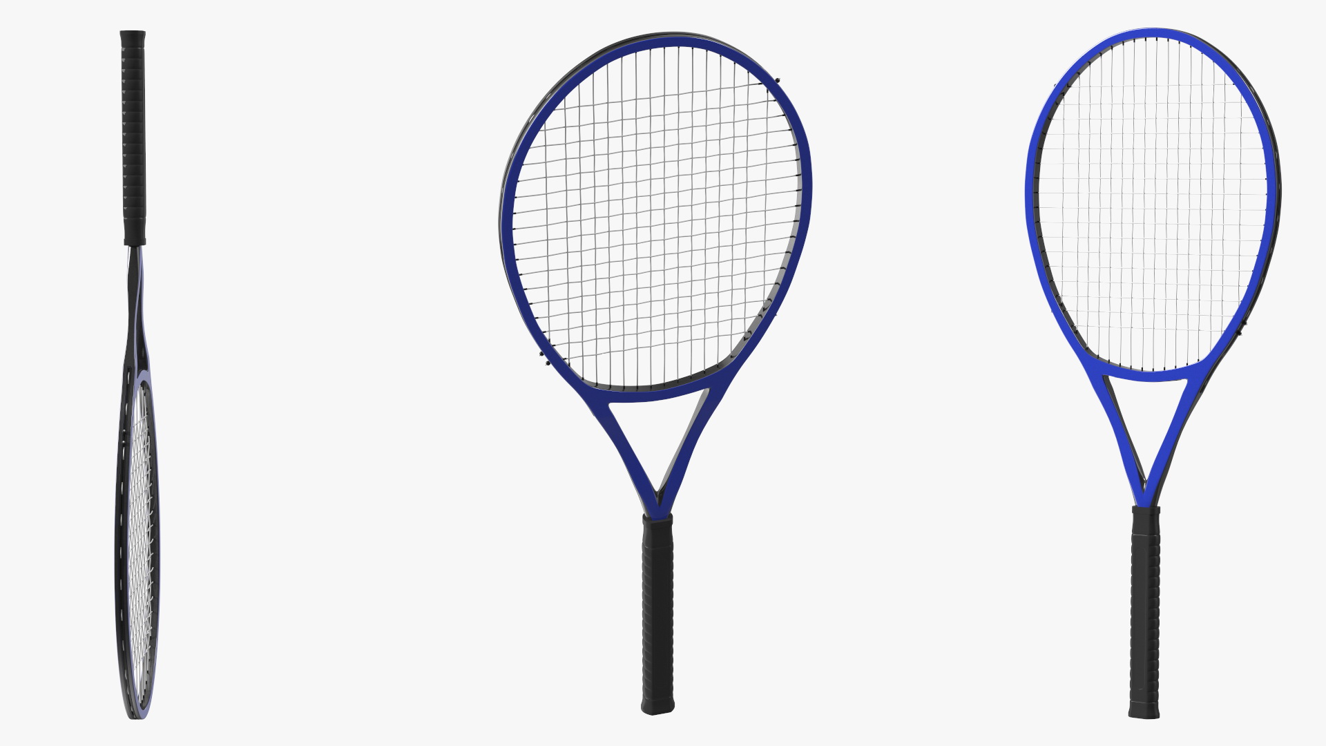 Tennis Racket with Blue Frame 3D model