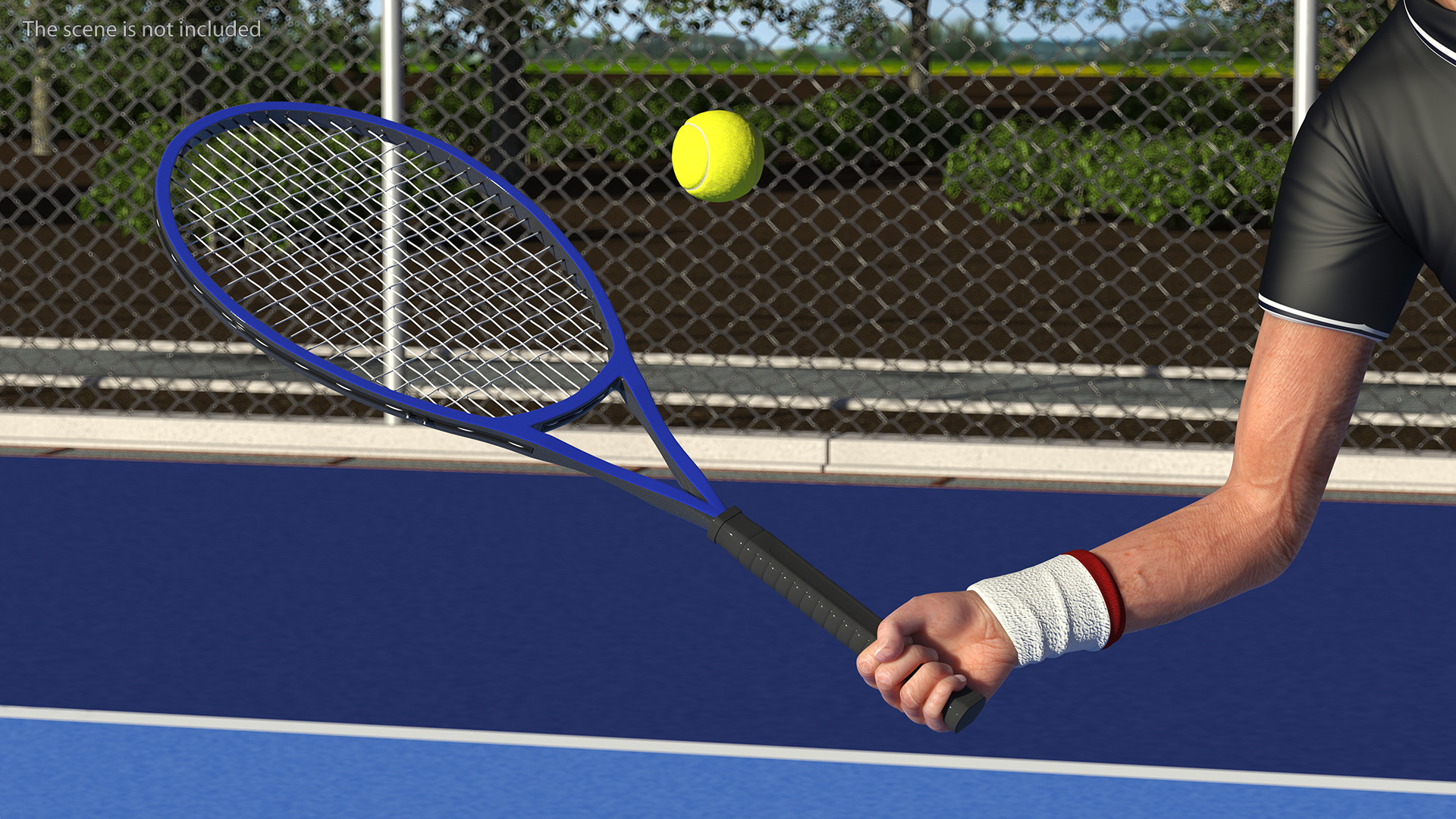 Tennis Racket with Blue Frame 3D model