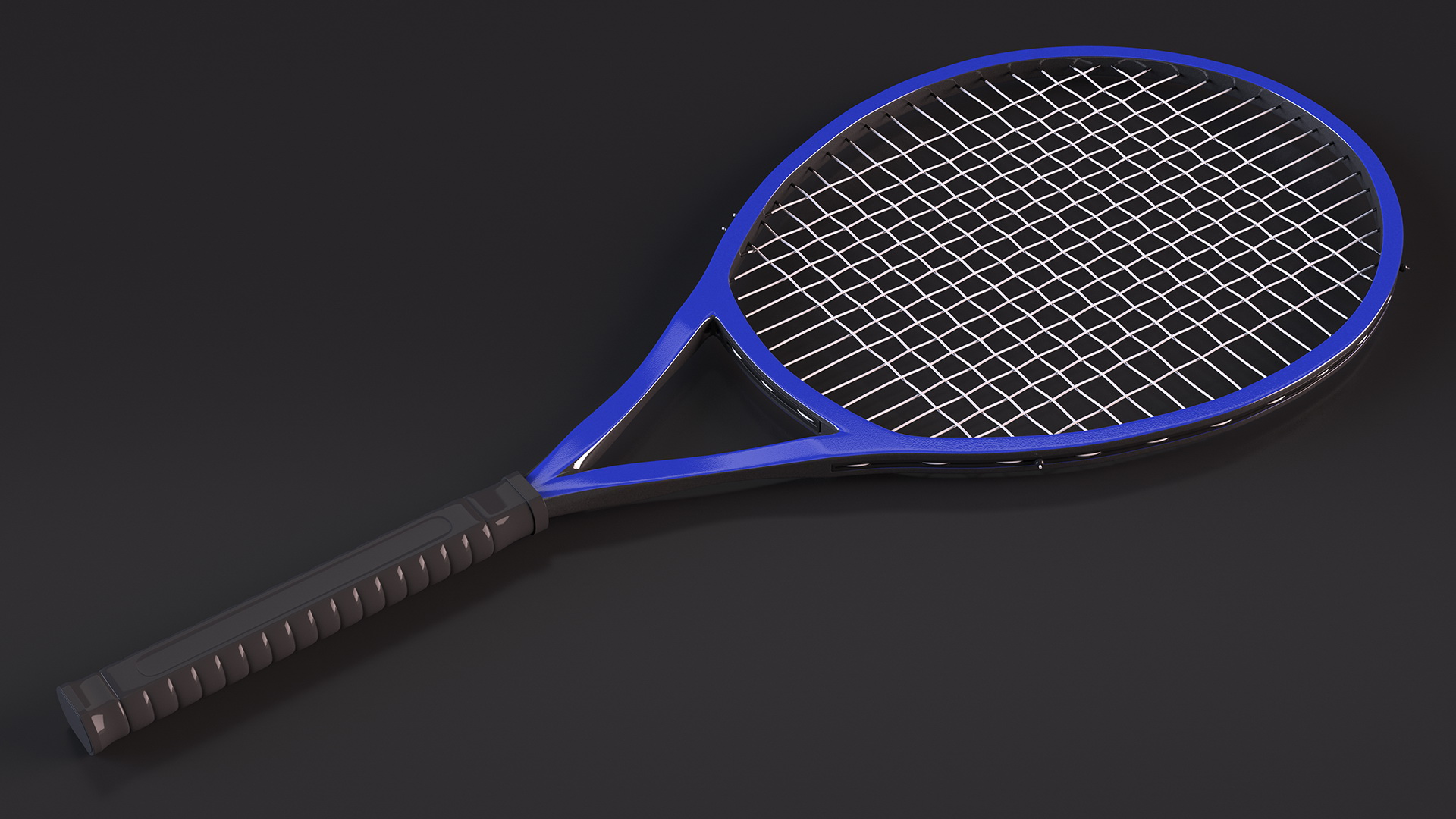 Tennis Racket with Blue Frame 3D model