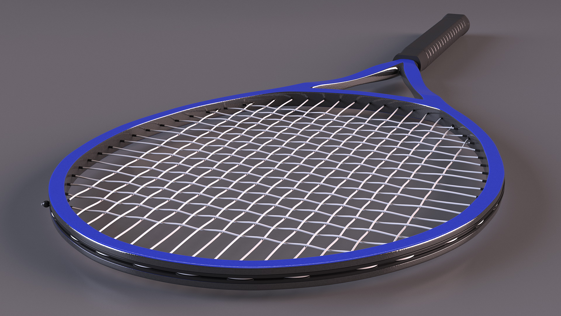 Tennis Racket with Blue Frame 3D model