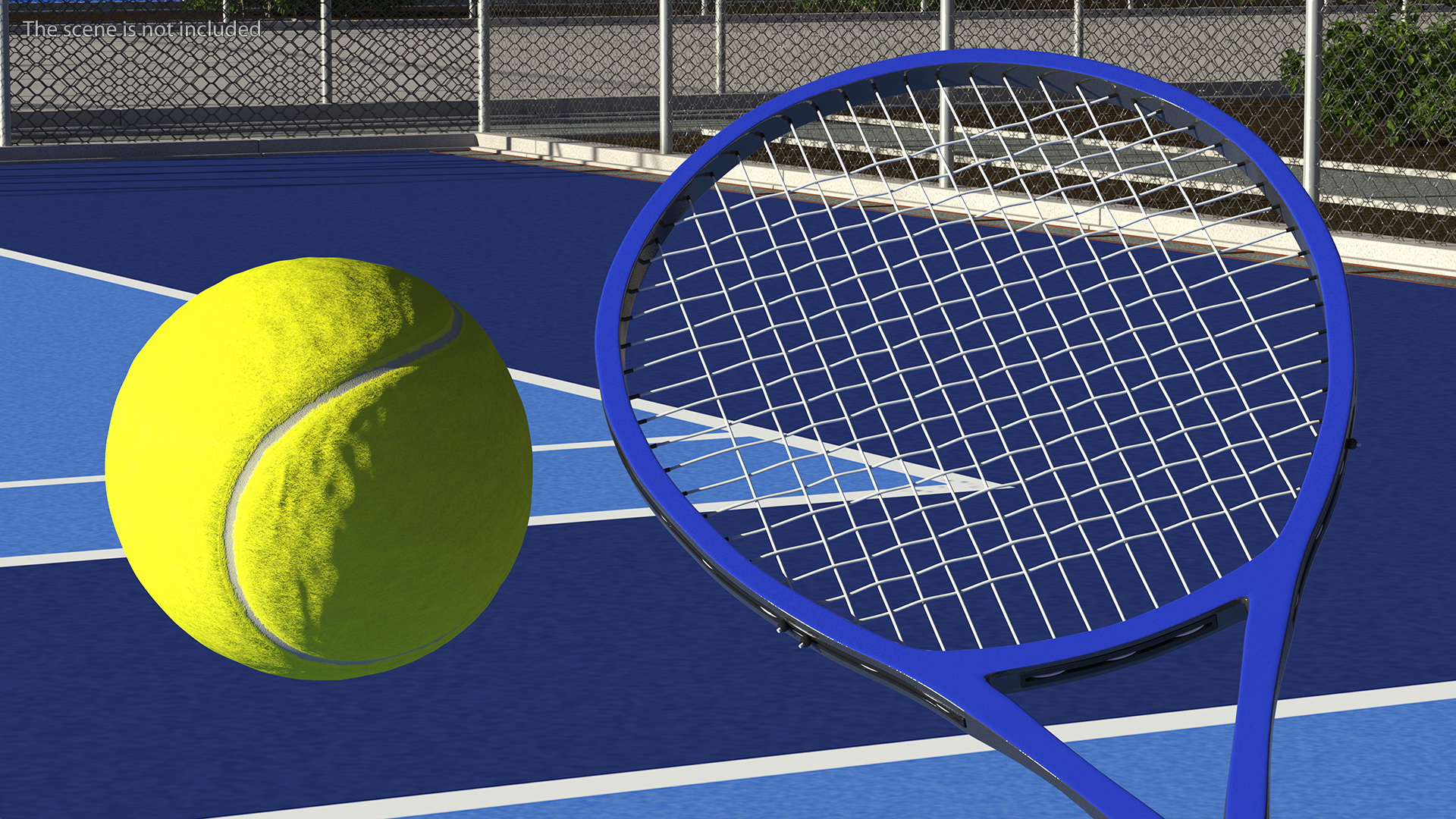 Tennis Racket with Blue Frame 3D model