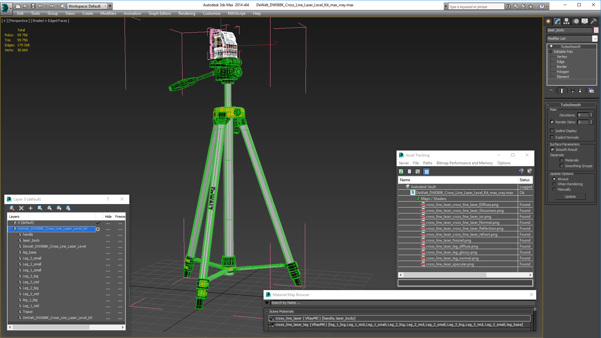 3D model DeWalt DW088K Cross Line Laser Level Kit