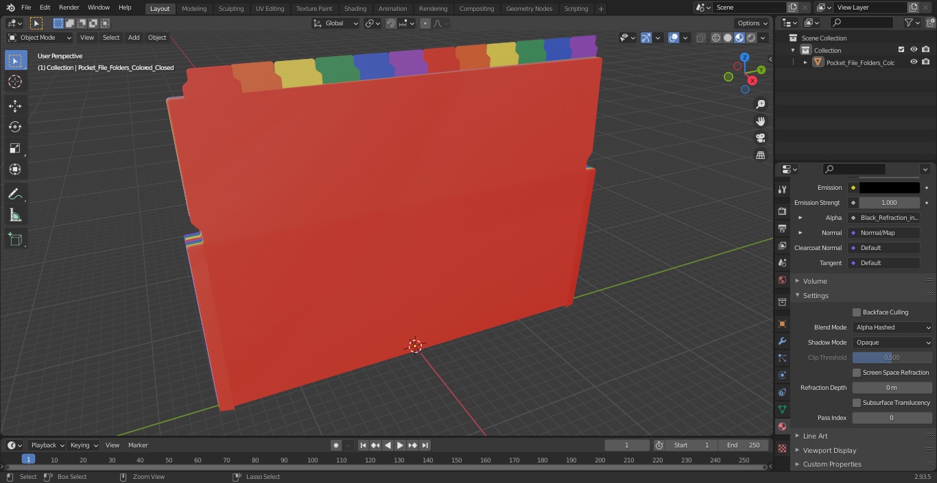 Pocket File Folders Colored Closed 3D model