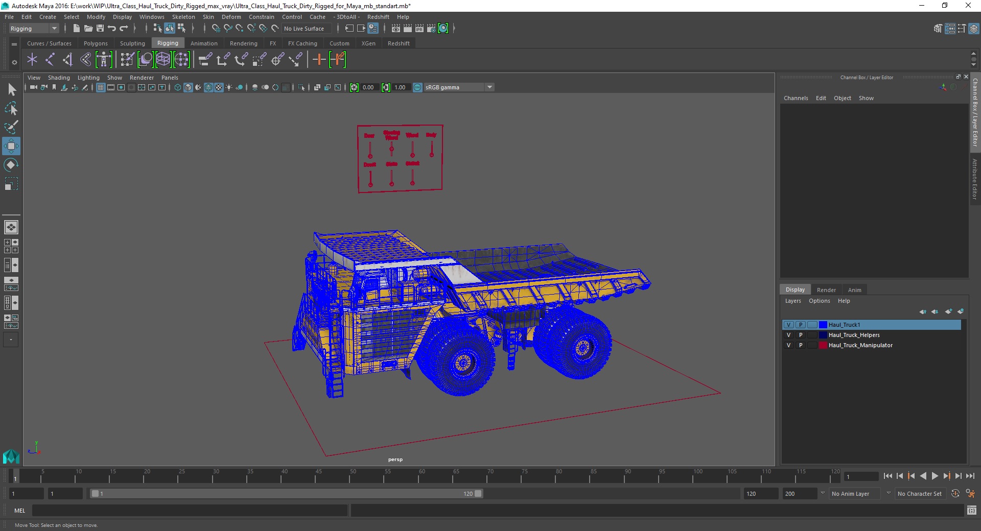 Ultra Class Haul Truck Dirty Rigged for Maya 3D model