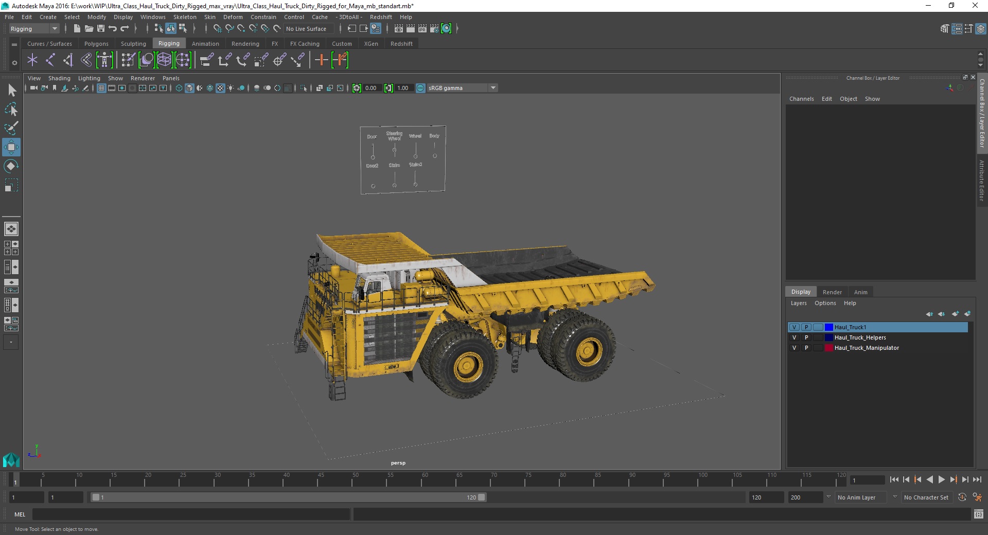 Ultra Class Haul Truck Dirty Rigged for Maya 3D model