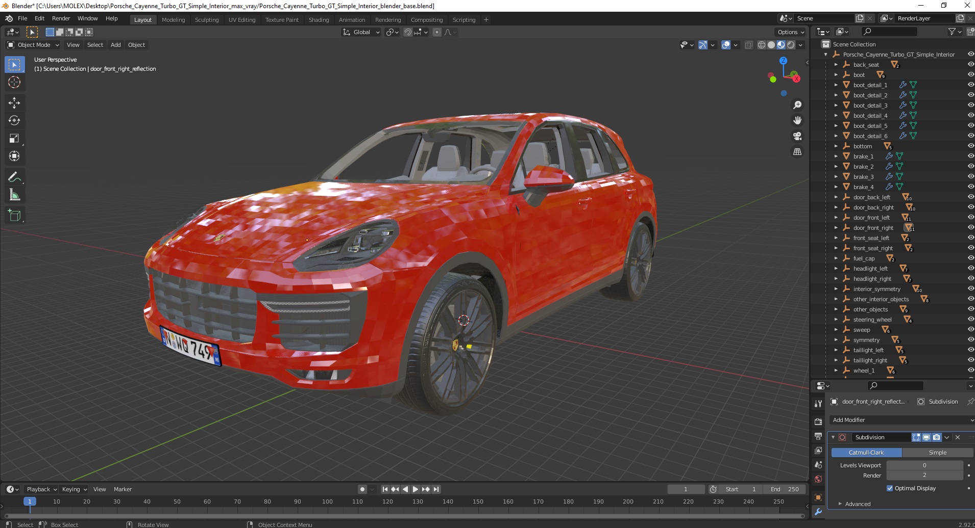 3D model Porsche Cayenne Turbo GT Simple Interior