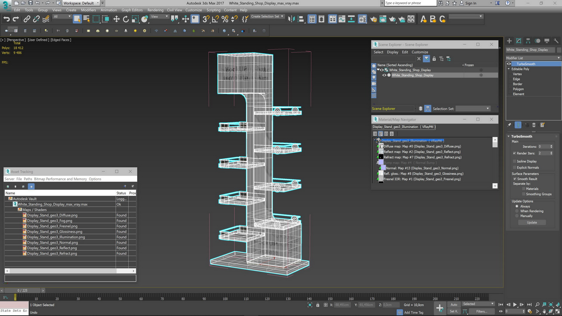 White Standing Shop Display 3D