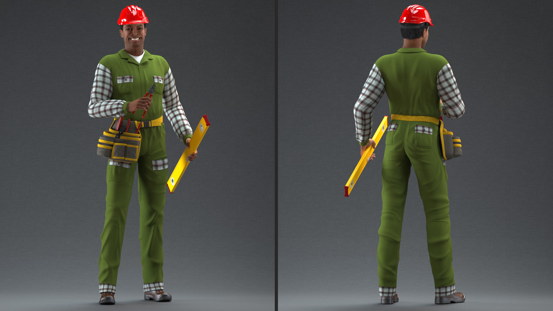 Light Skinned Black Builder Rigged 3D model