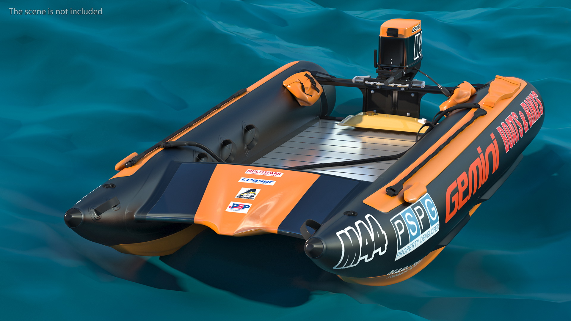 Racing Boat Gemini Zapcat F1 with Engine Orange 3D