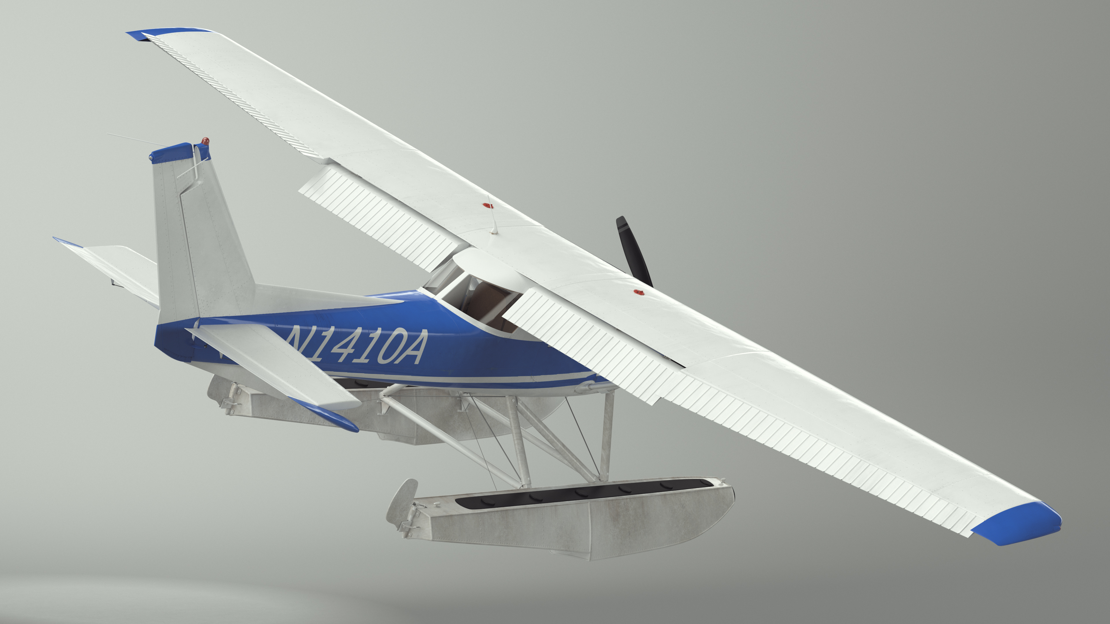 Seaplane with Floats Cessna 150 Rigged for Maya 3D