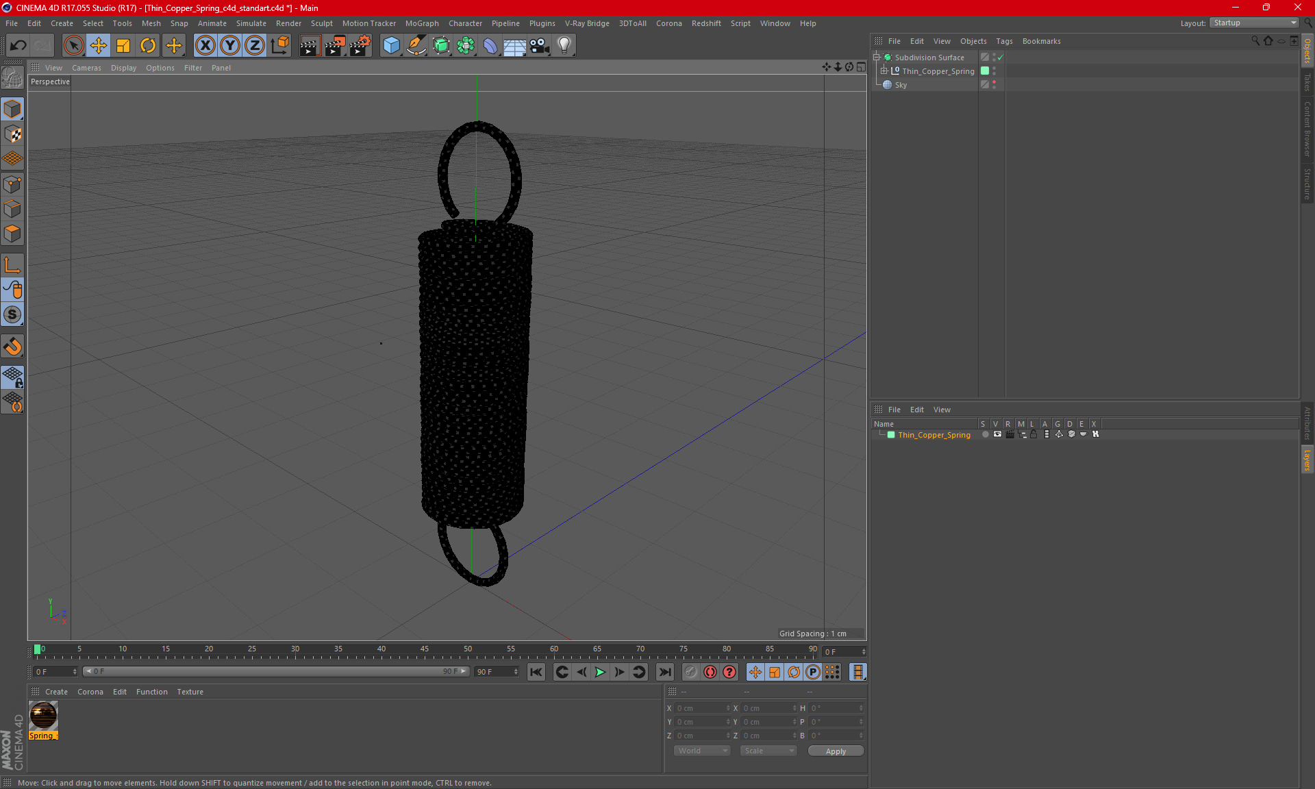 3D Thin Copper Spring model