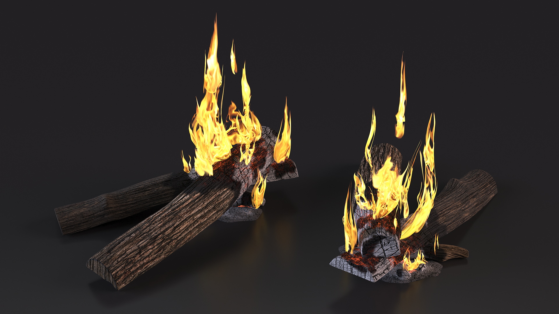 Burning Wooden Logs 3D model