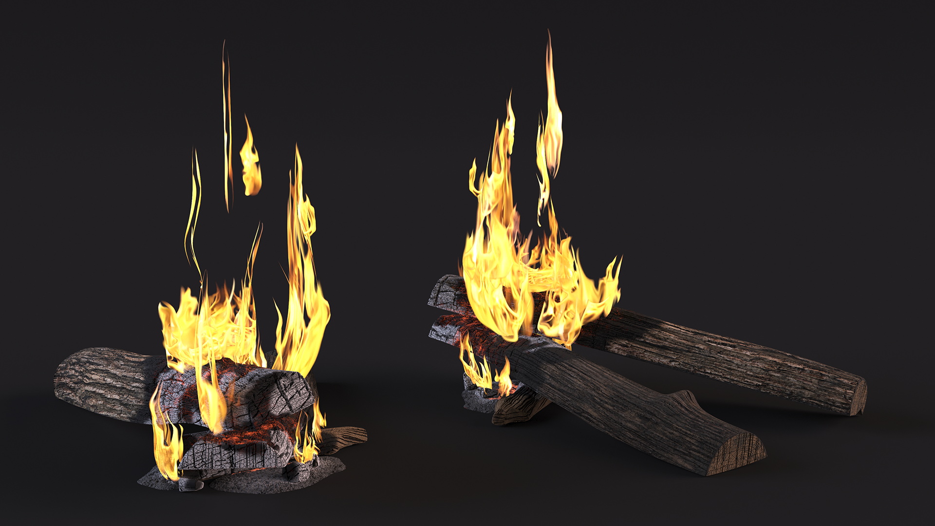 Burning Wooden Logs 3D model