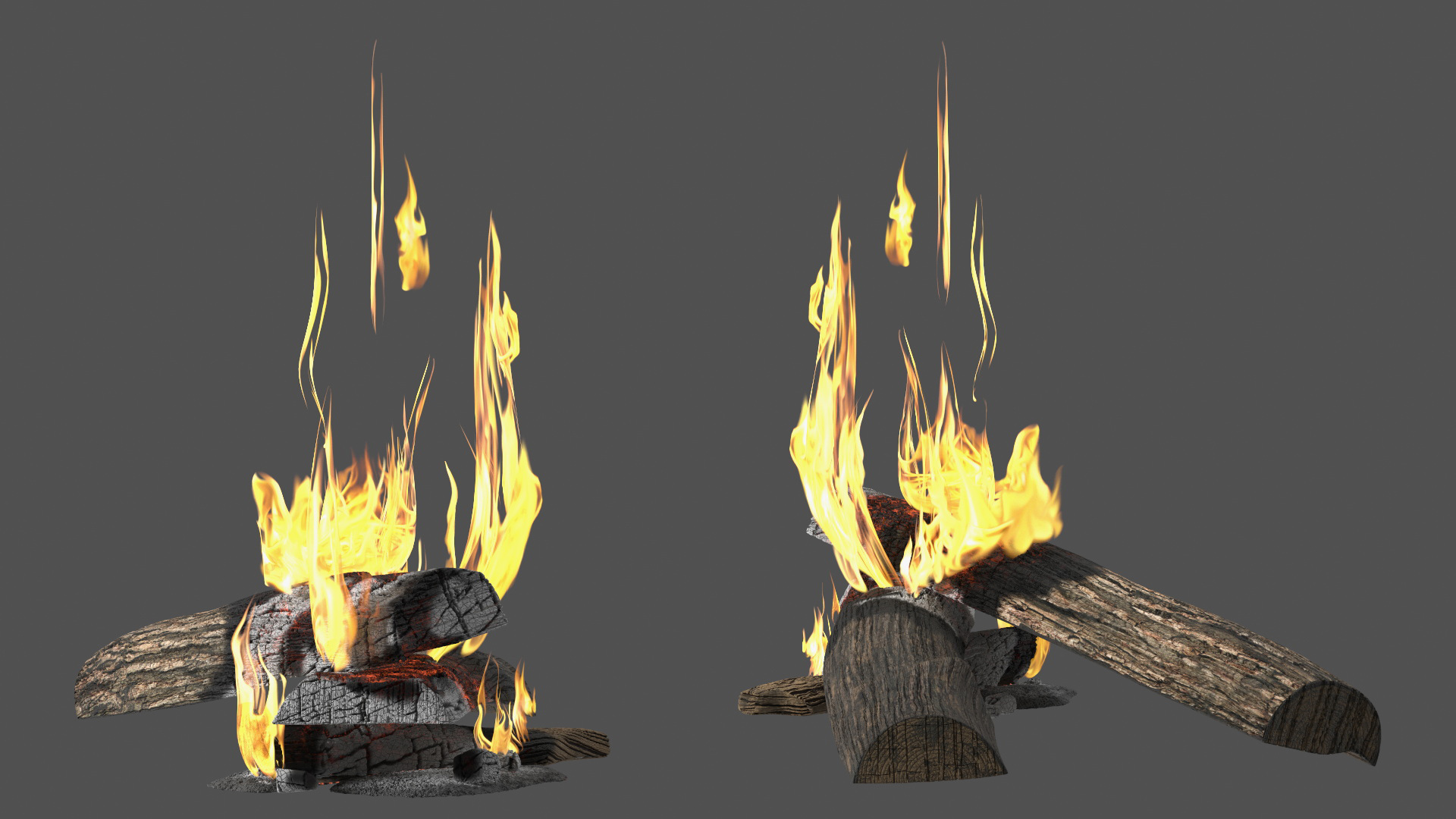 Burning Wooden Logs 3D model