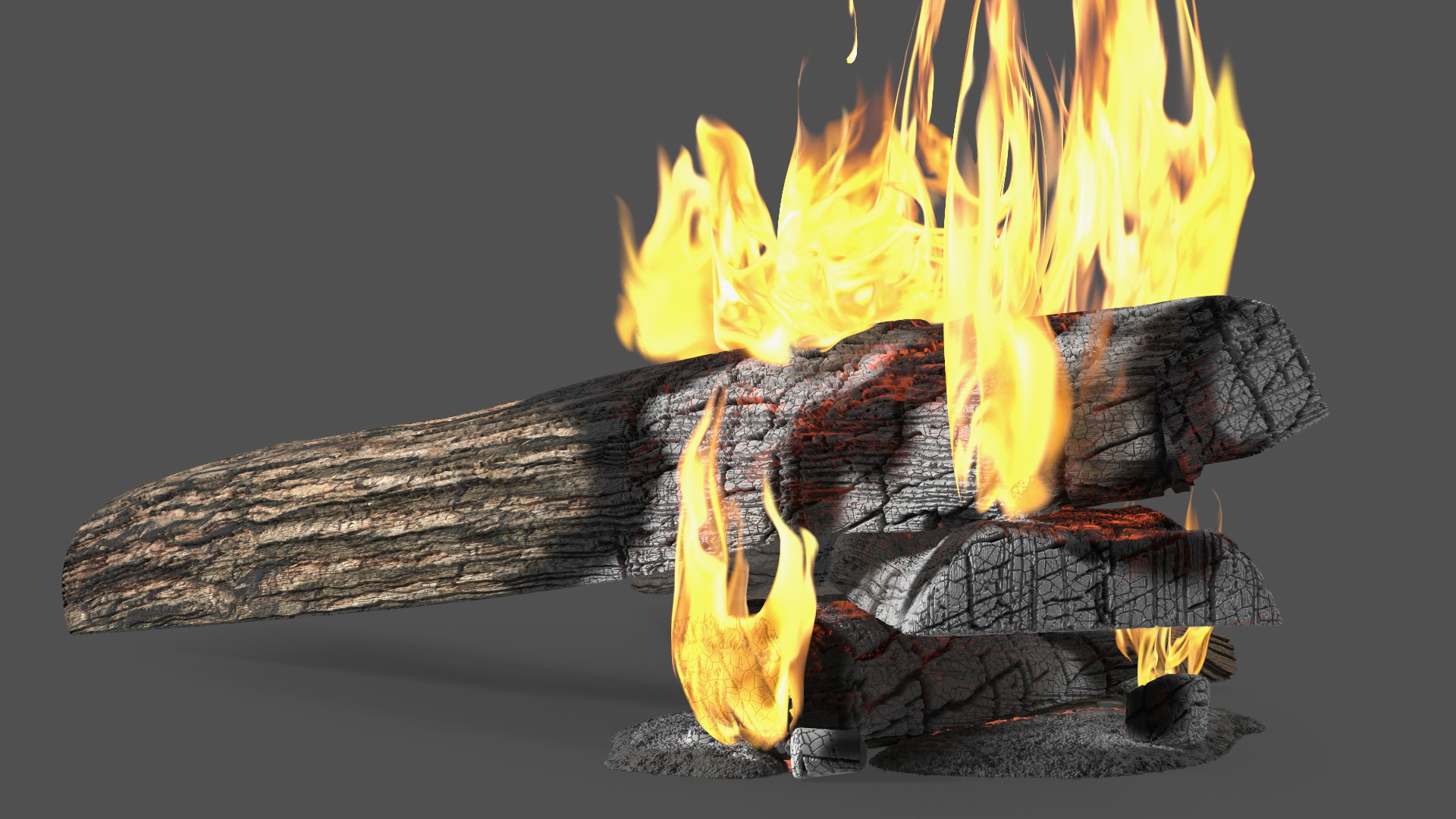 Burning Wooden Logs 3D model