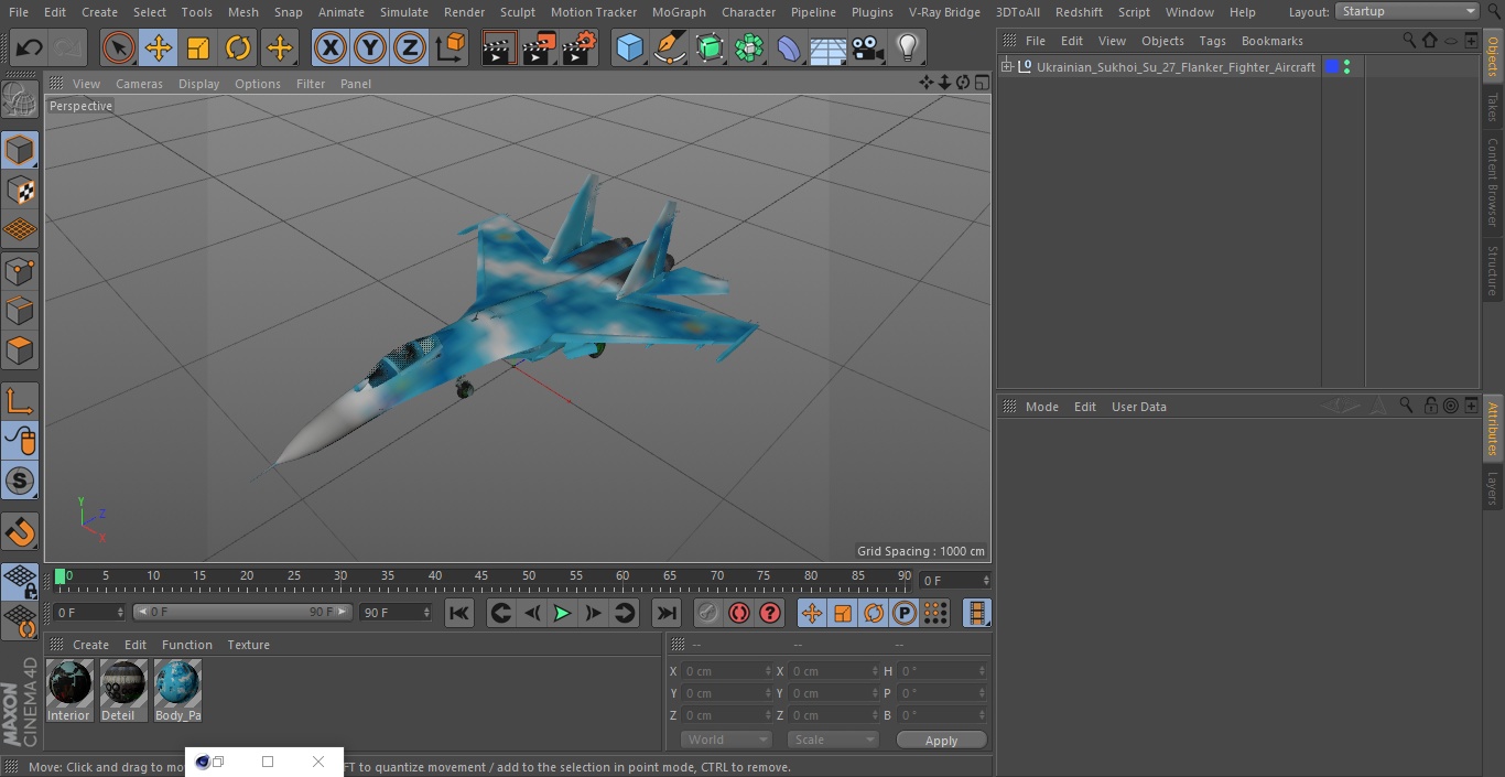 Ukrainian Sukhoi Su-27 Flanker Fighter Aircraft 3D