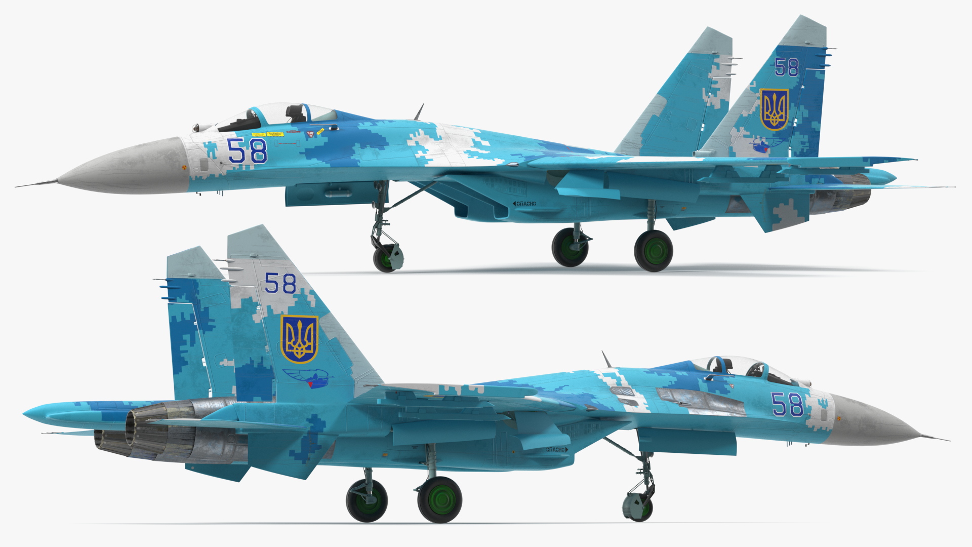 Ukrainian Sukhoi Su-27 Flanker Fighter Aircraft 3D