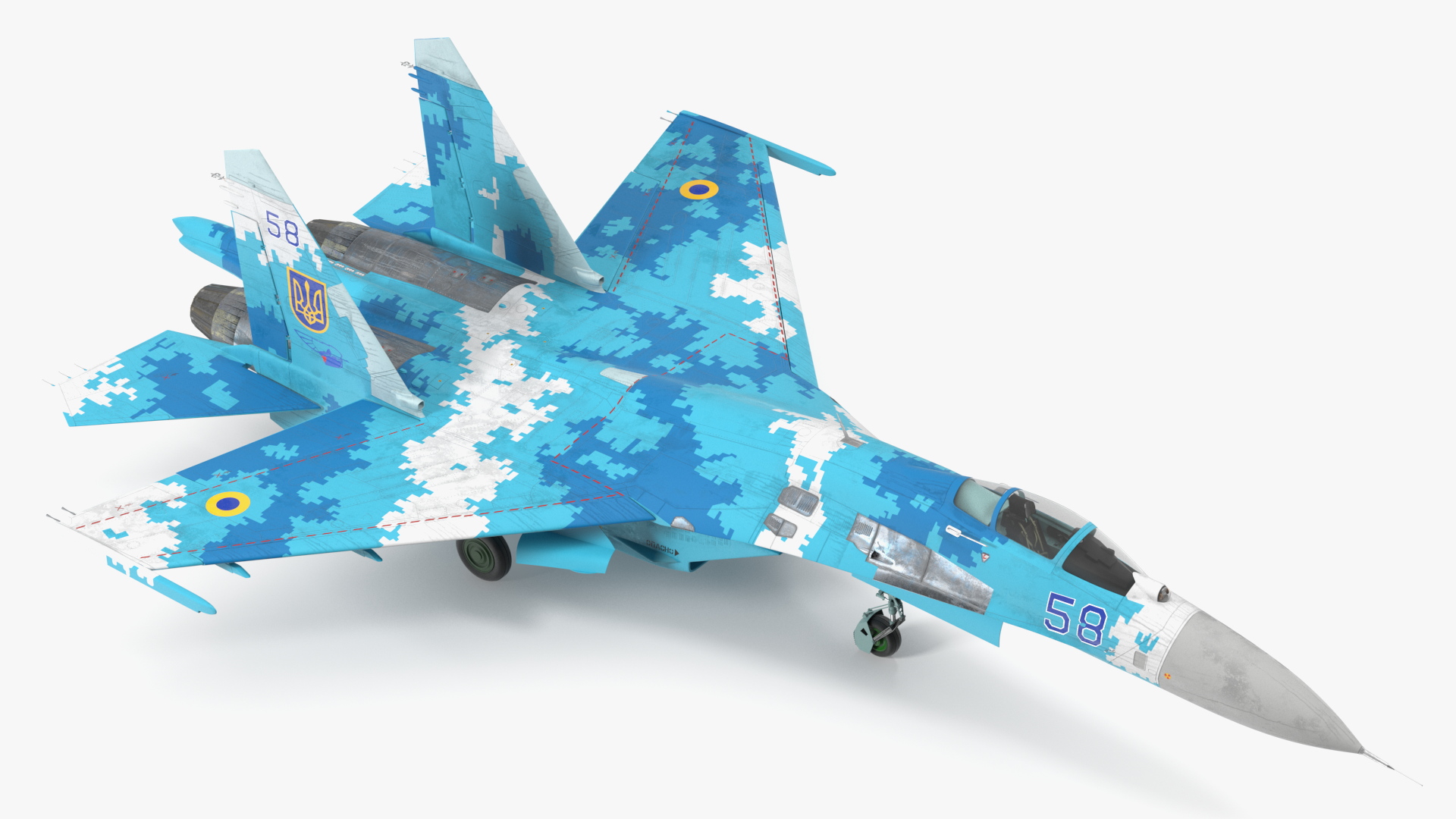 Ukrainian Sukhoi Su-27 Flanker Fighter Aircraft 3D