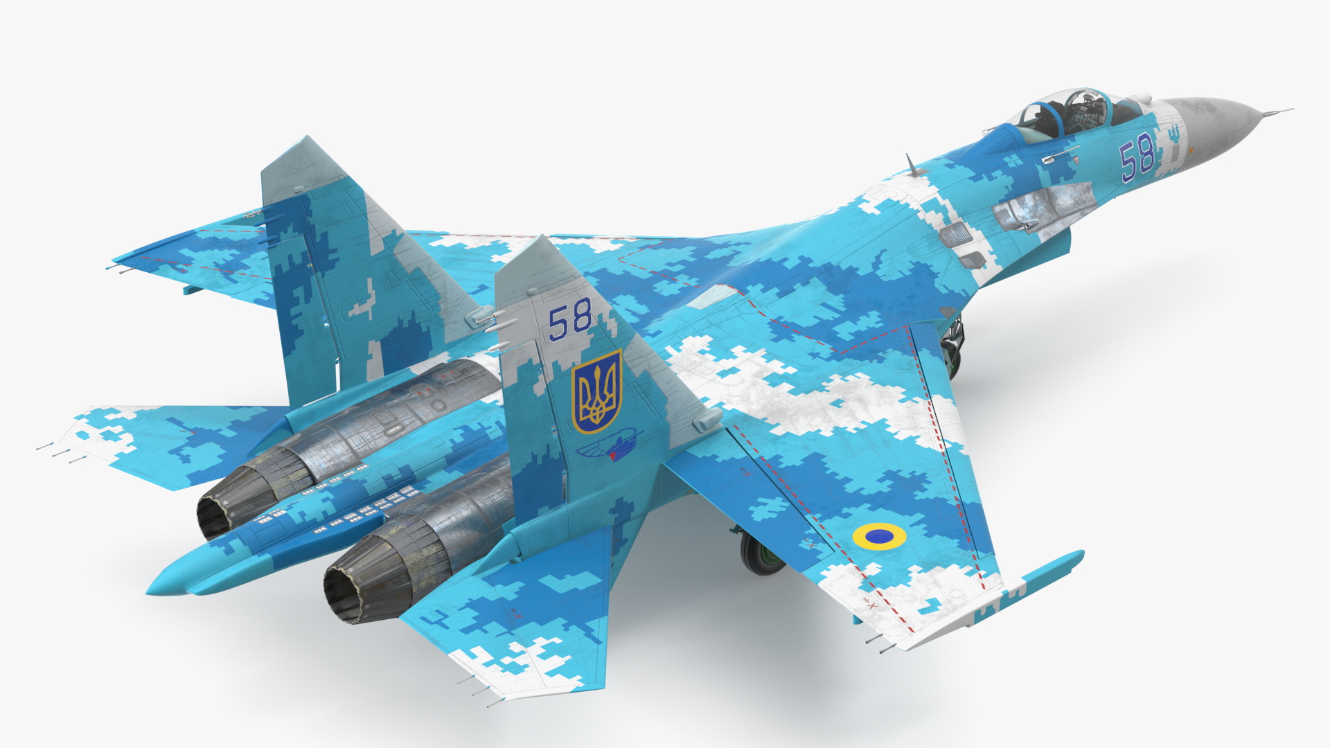 Ukrainian Sukhoi Su-27 Flanker Fighter Aircraft 3D