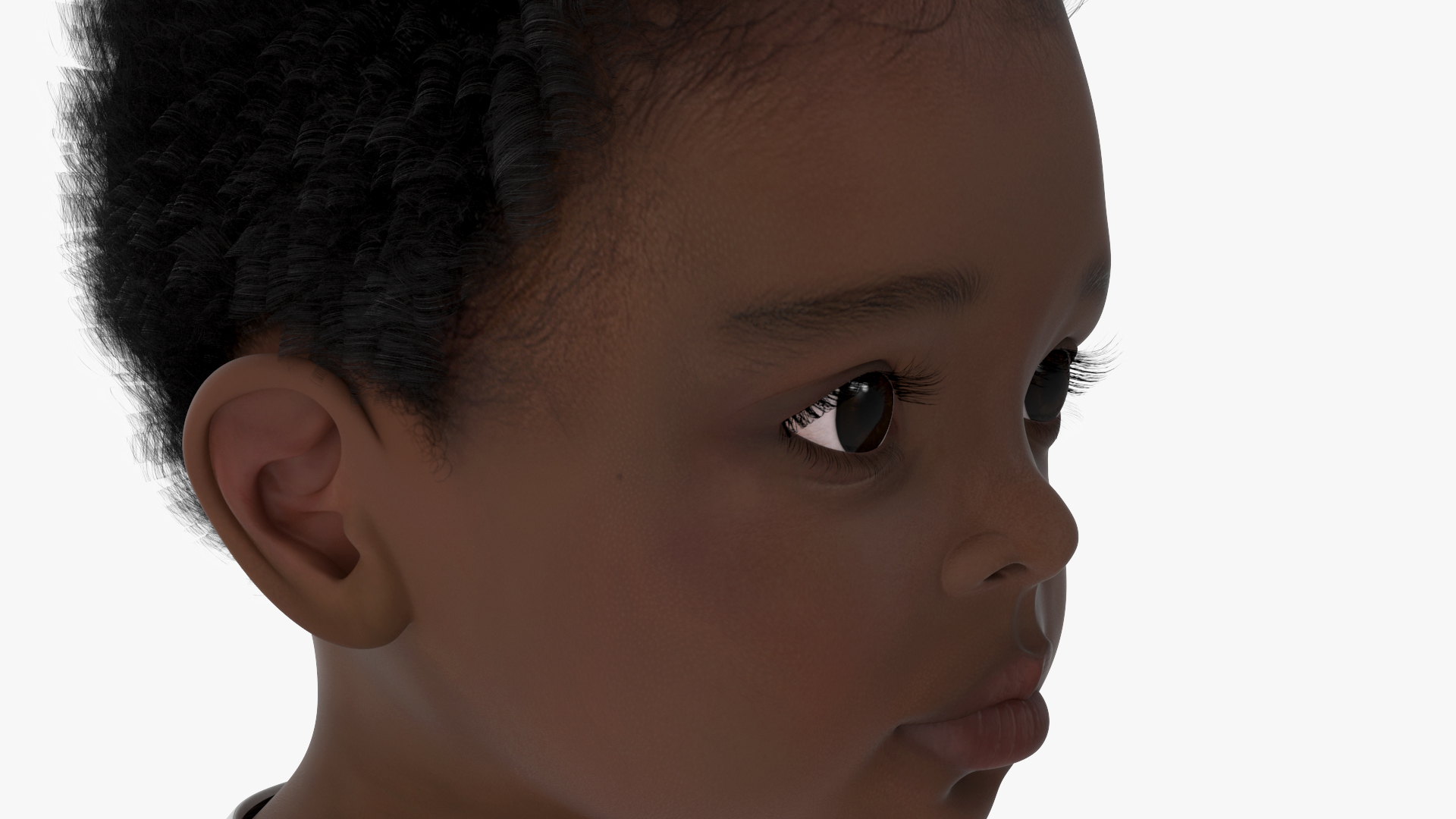 3D One Year Old Black Boy in Bodysuit Rigged