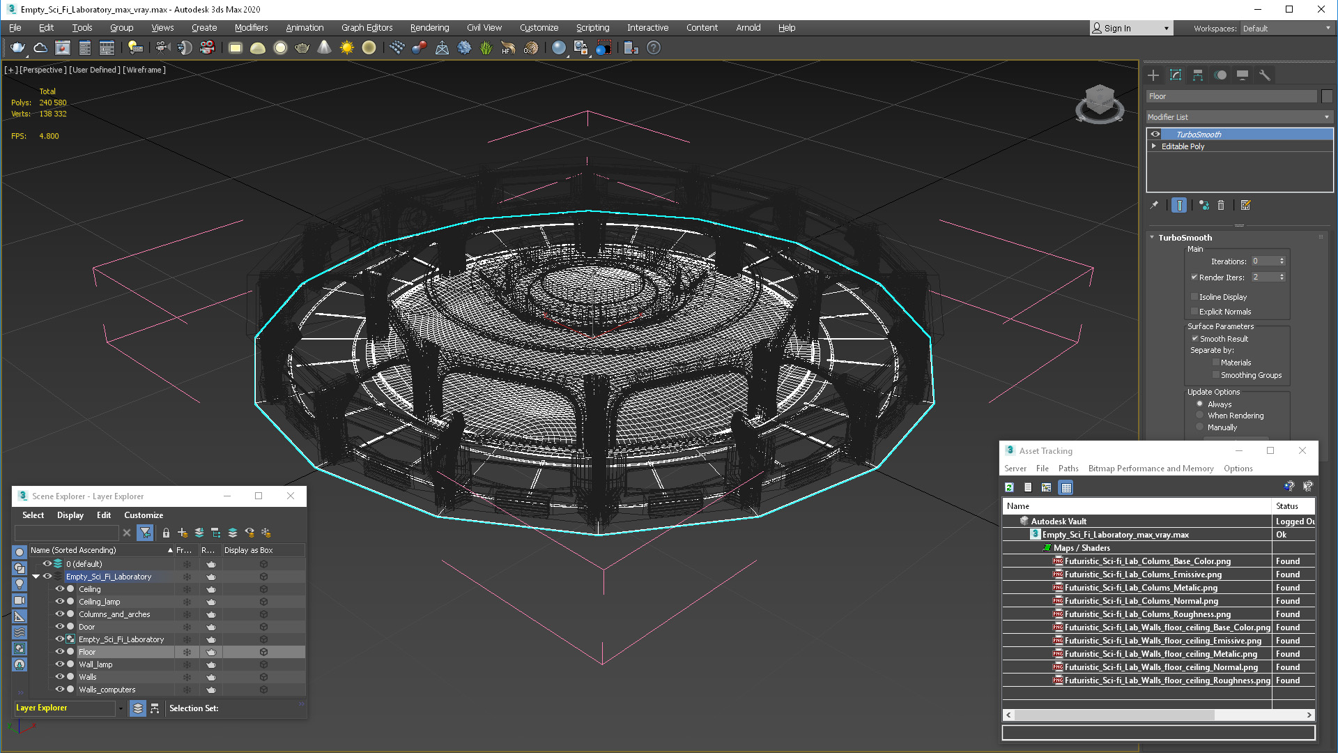 3D Empty Sci Fi Laboratory model